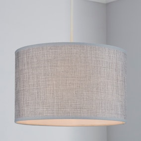 Linen Drum Pendant - Grey