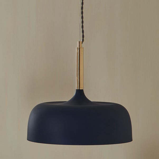 Navy Dome Pendant with Brass Accent